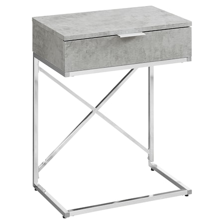Monarch Specialties Accent Table - 24"H / Grey Cement / Chrome Metal I 3471